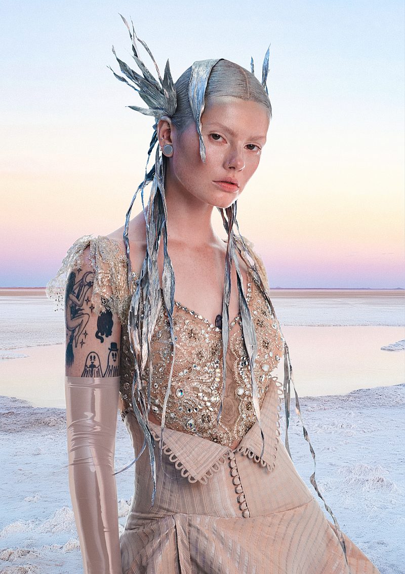 Avant Garde Slick Silver Hair with Headpiece - Stephanie Bellairs - UTOPIES 4045 Collection